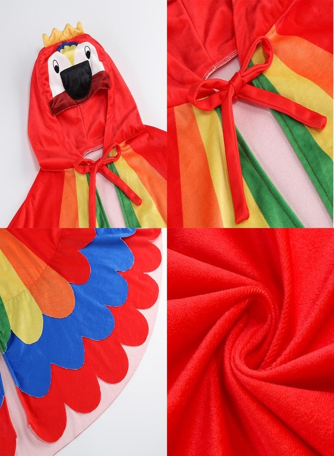 HAPNBCELE Parrot Costume for Kids, Rainbow Bird Wings Shawl Dress Up Cute Animal Cape Role Play Halloween Party for Boy Girl (29.52Inch/75cm, Red) - Image 4